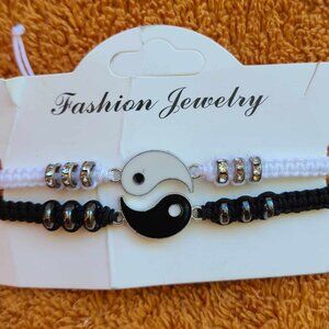 2pcs Yin Yang Couples Bracelet Tao TaiChi Braided Beads Wristband Men Women